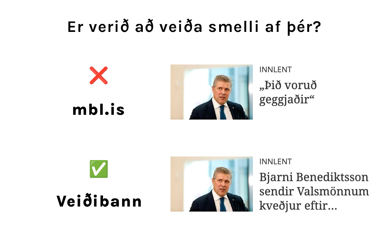 Tvær útgáfur af fyrisögnum