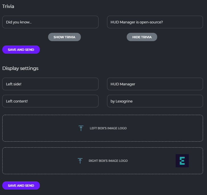 Preview of HUDs settings