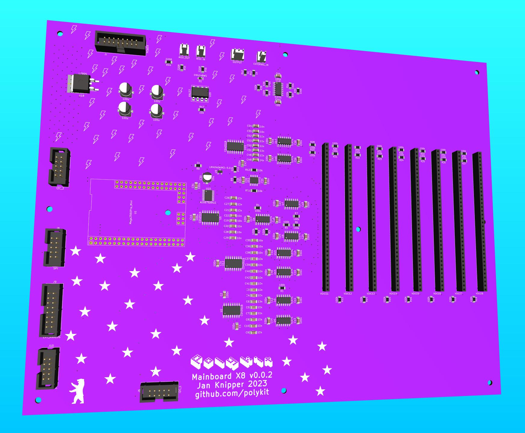 Polykit X8 Main Board Rendering