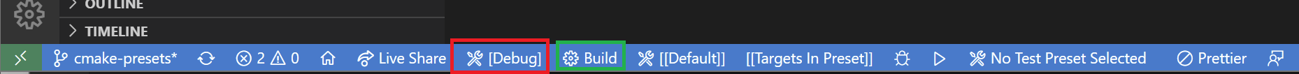 VSCode - Preset selected