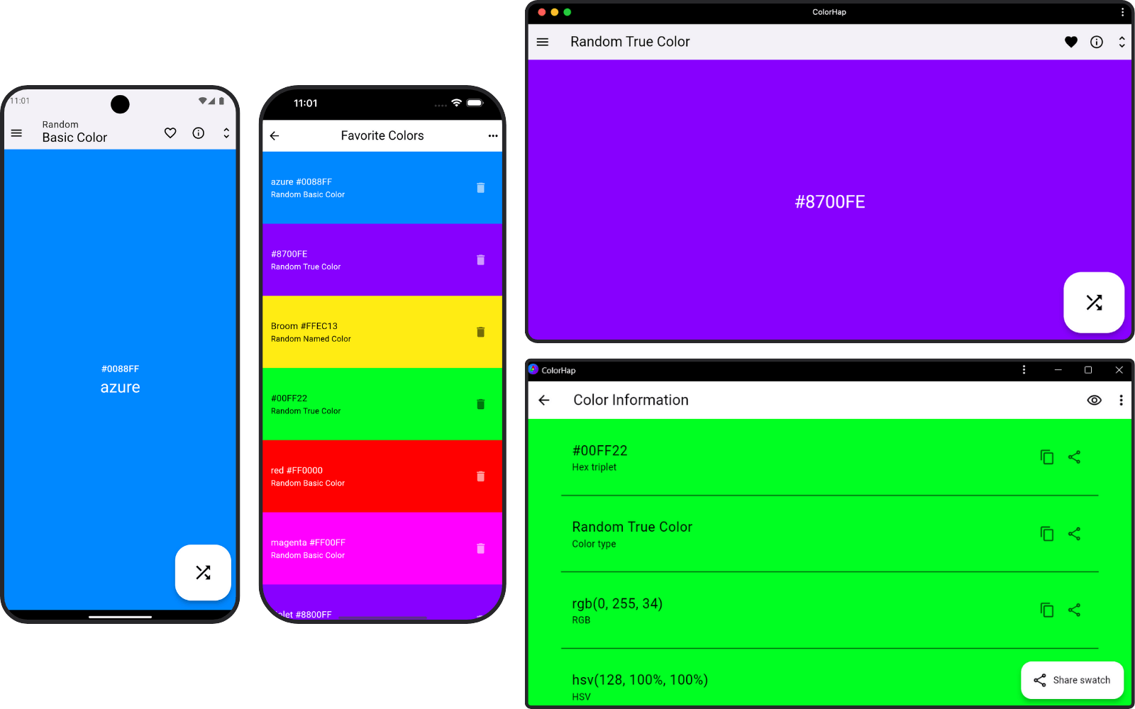 ColorHap running on various platforms