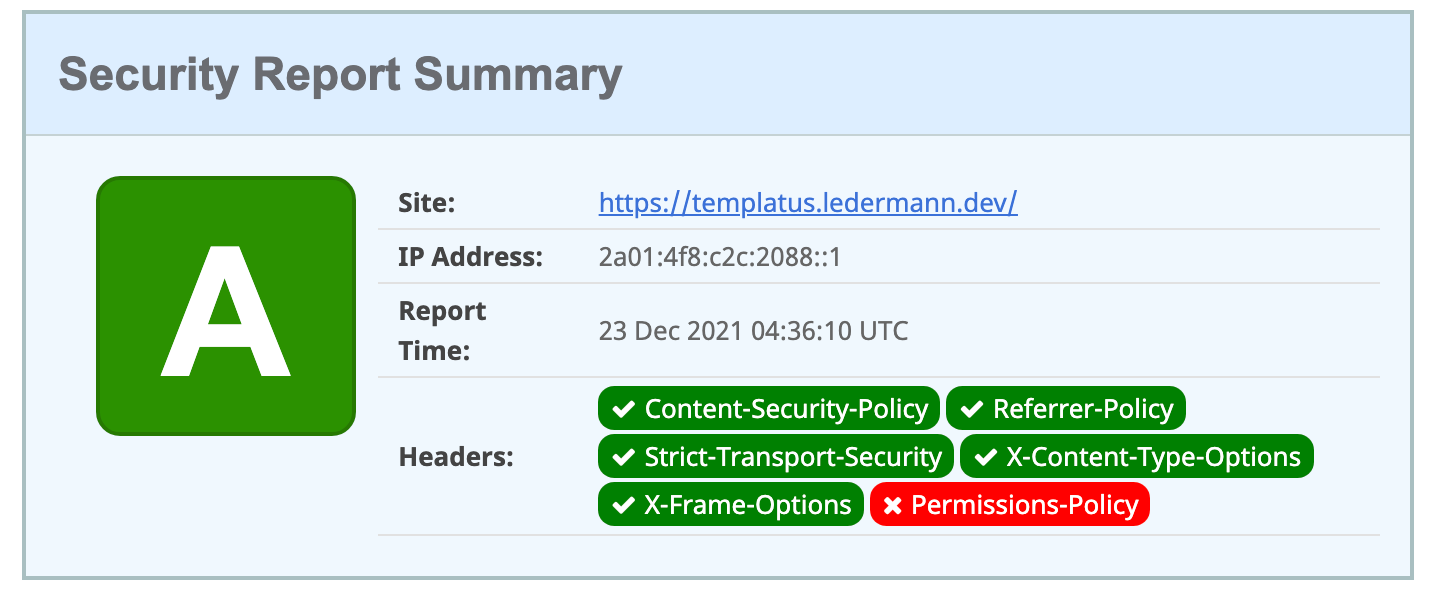 Security headers