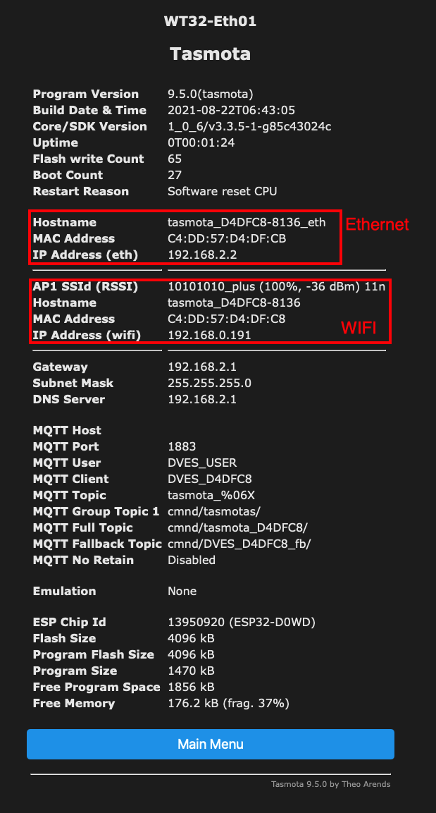 tasmota into ethernet