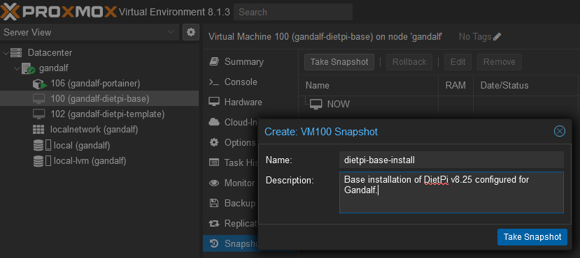 Proxmox VM Snapshot