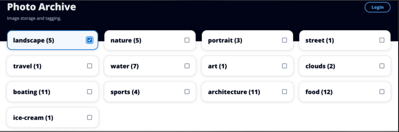 AWS Photo Analyzer Main Page With Tags