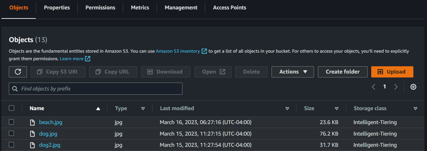 AWS Photo Analyzer S3 Upload Bucket