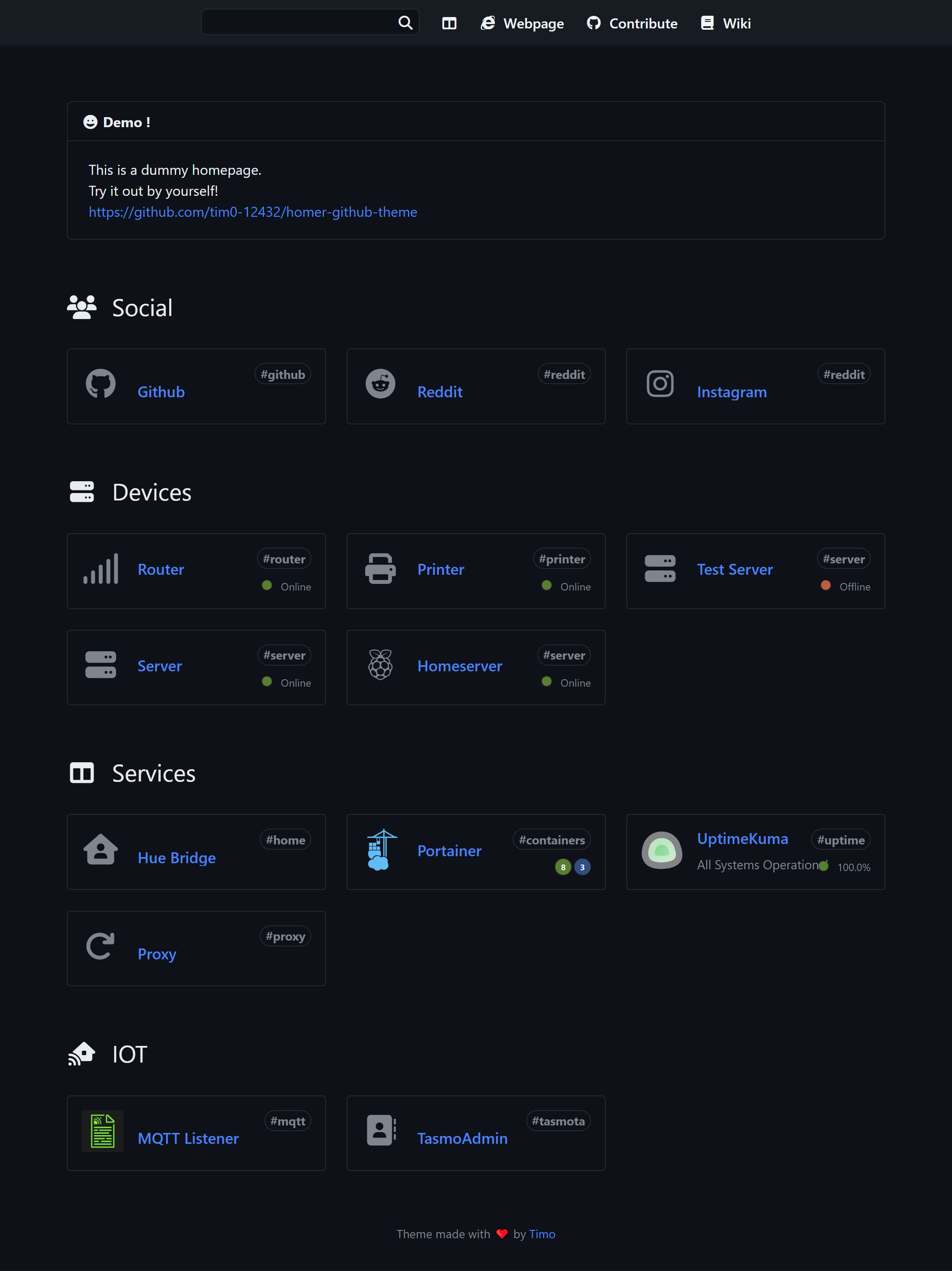 Screenshot of the dark theme