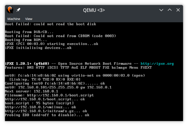 Screenshot of iPXE booting