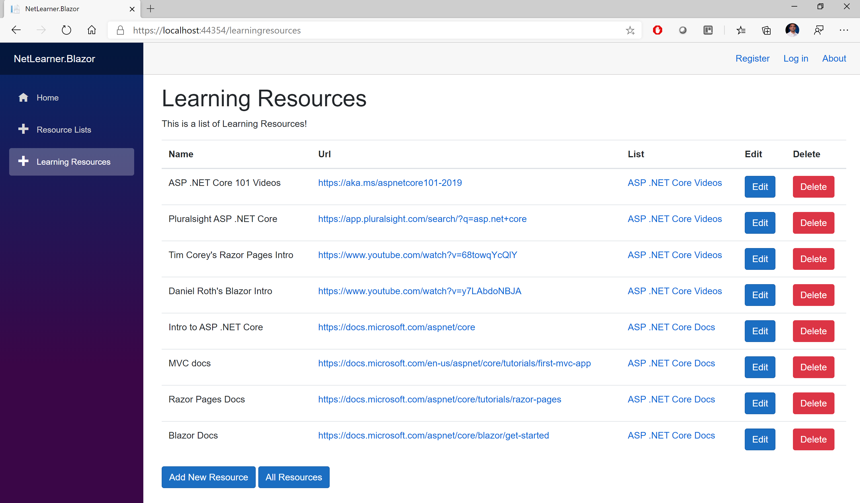 NetLearner Blazor: Learning Resources