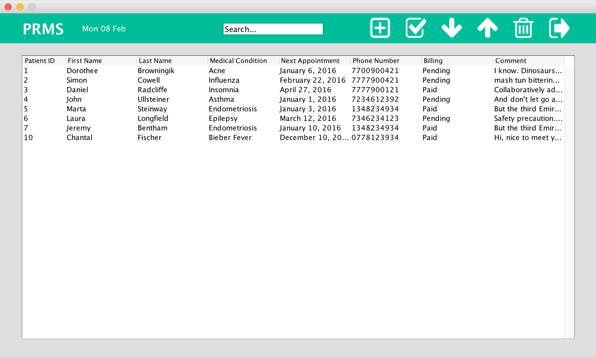 patient overview