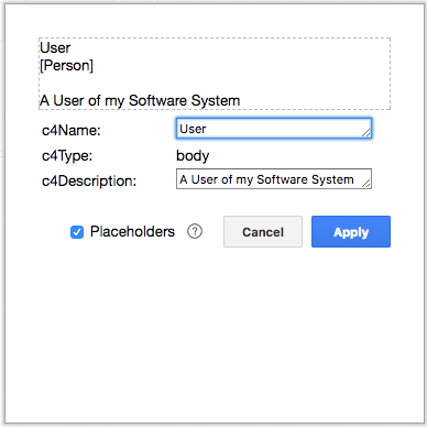 Data Editor Dialog to set the properties