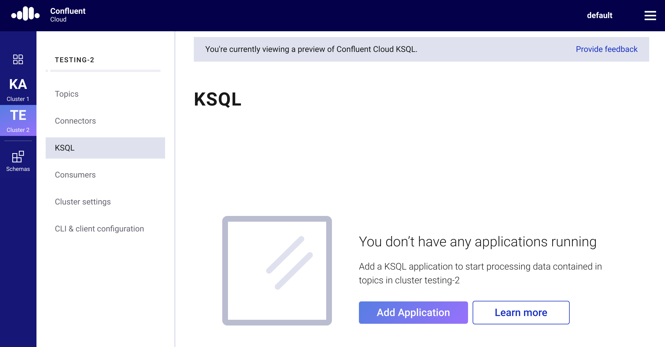 new ksql app