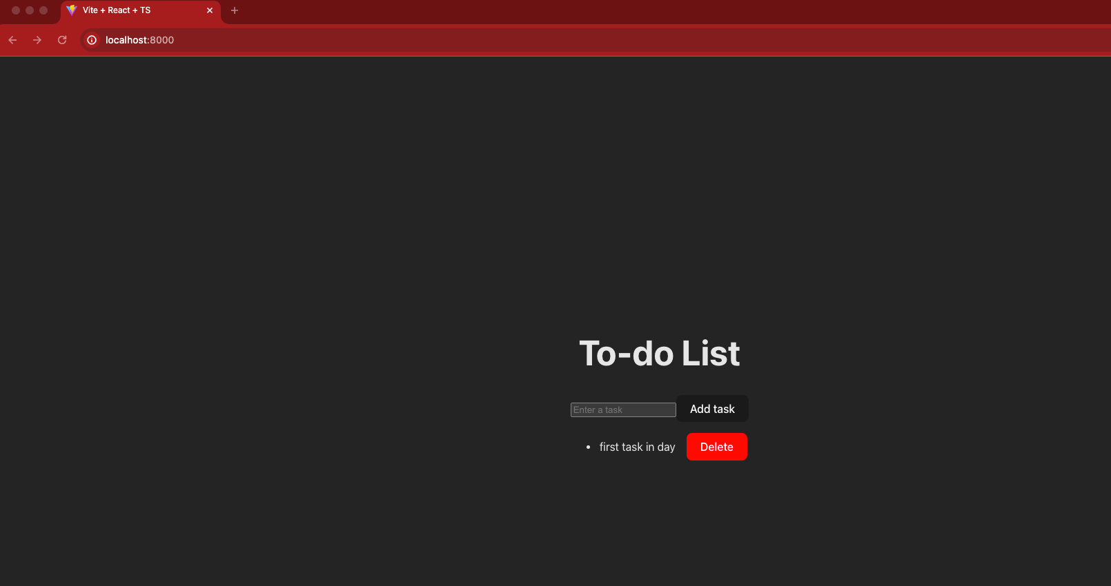 TODO app main page