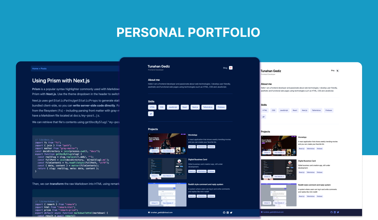 personal portfolio - tunahangediz.com