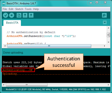  Authenticating...OK during OTA upload