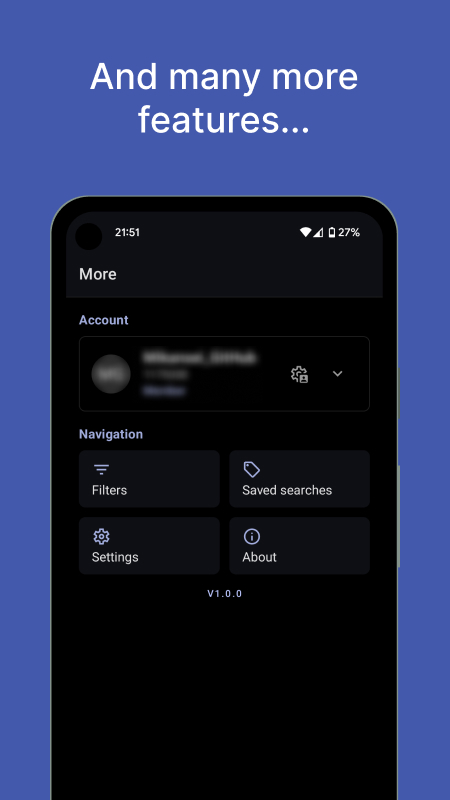 Manage accounts screen