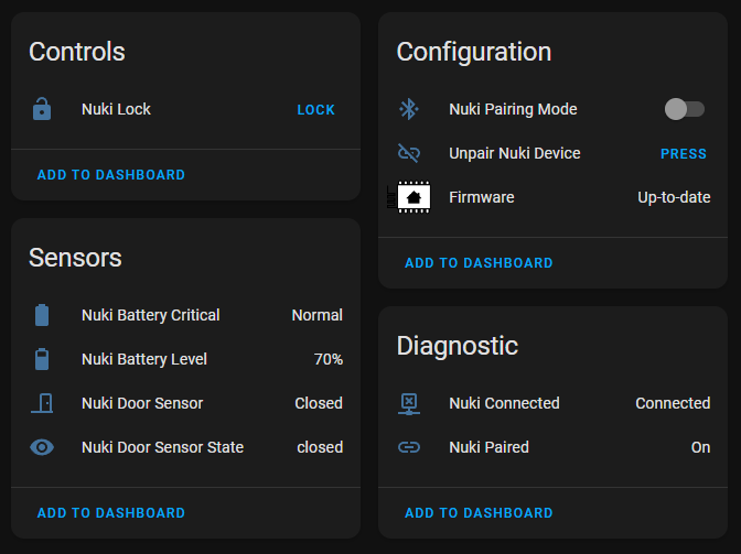 some dashboard entites