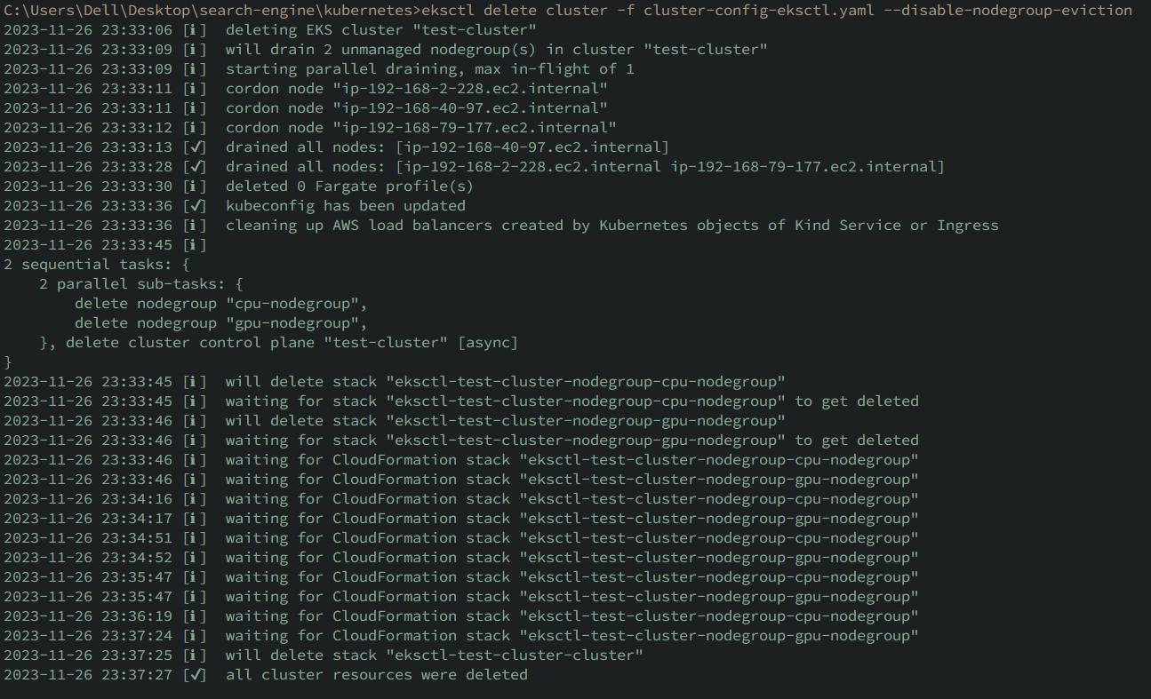 Deleting a Cluster and Node Group