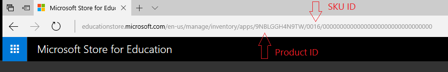Url after apps/ is product id and next is SKU