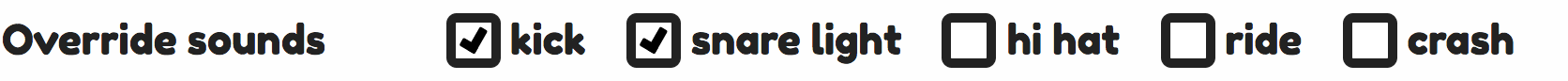 Choosing which sounds override other sounds is available inside the track settings. Each other sound is represented by a checkbox.