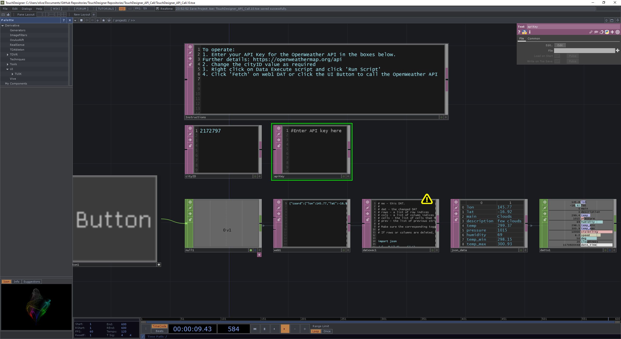 TouchDesigner API Call