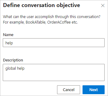 The Define conversation objective form