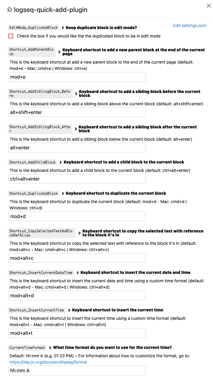 logseq-quick-add-plugin settings