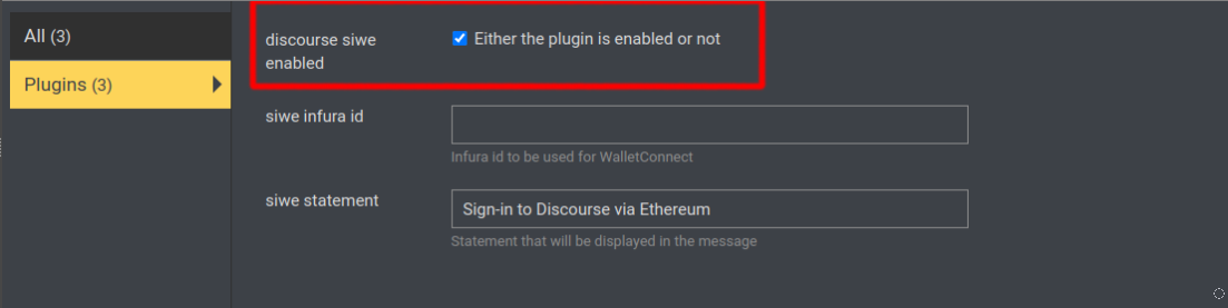 Enable plugin at settings