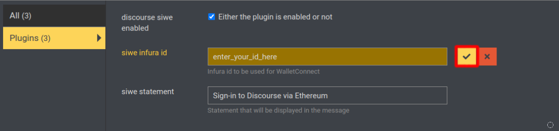 Add infura id to plugin settings