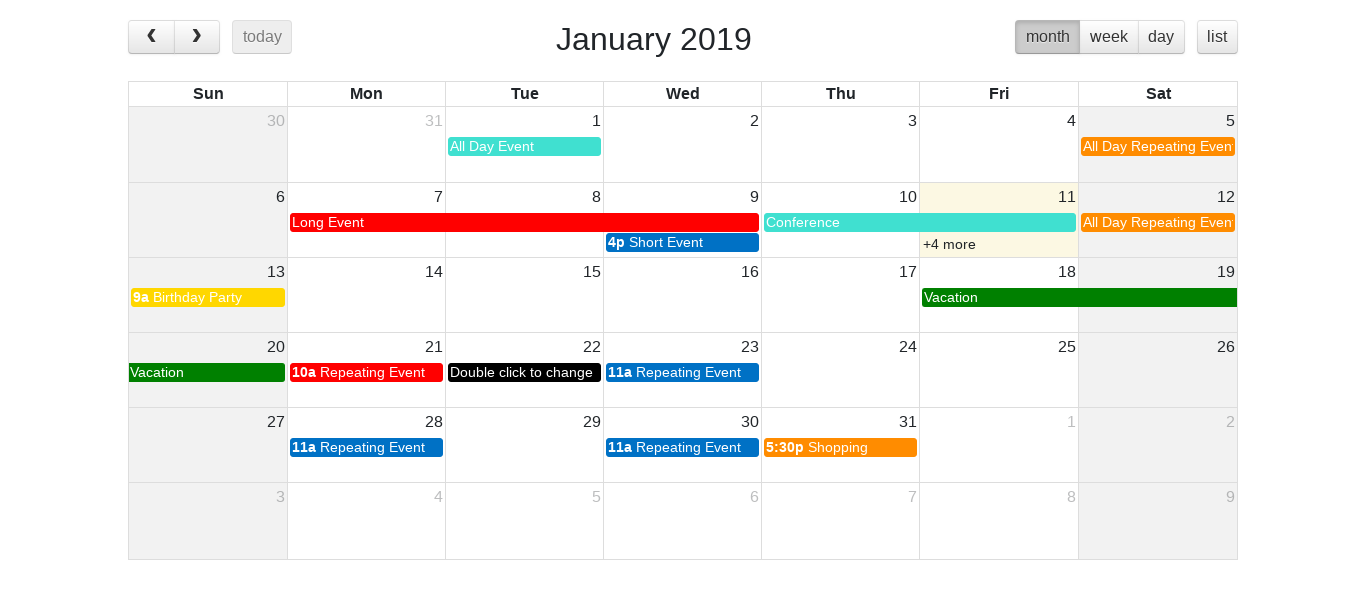 FullCalendar with data permanence