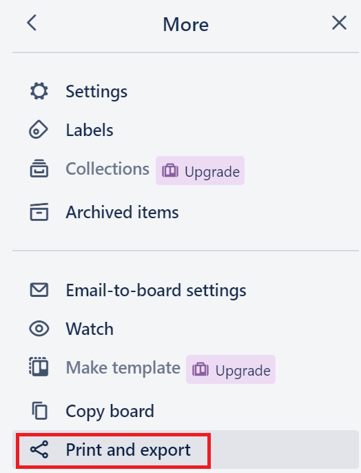 Trello - Print and export