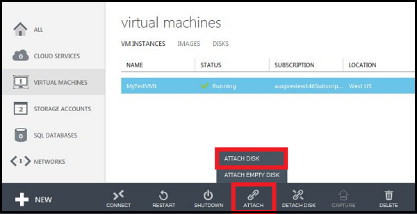 Attach data disk