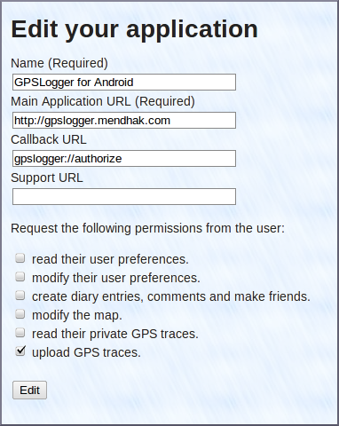 Oauth settings