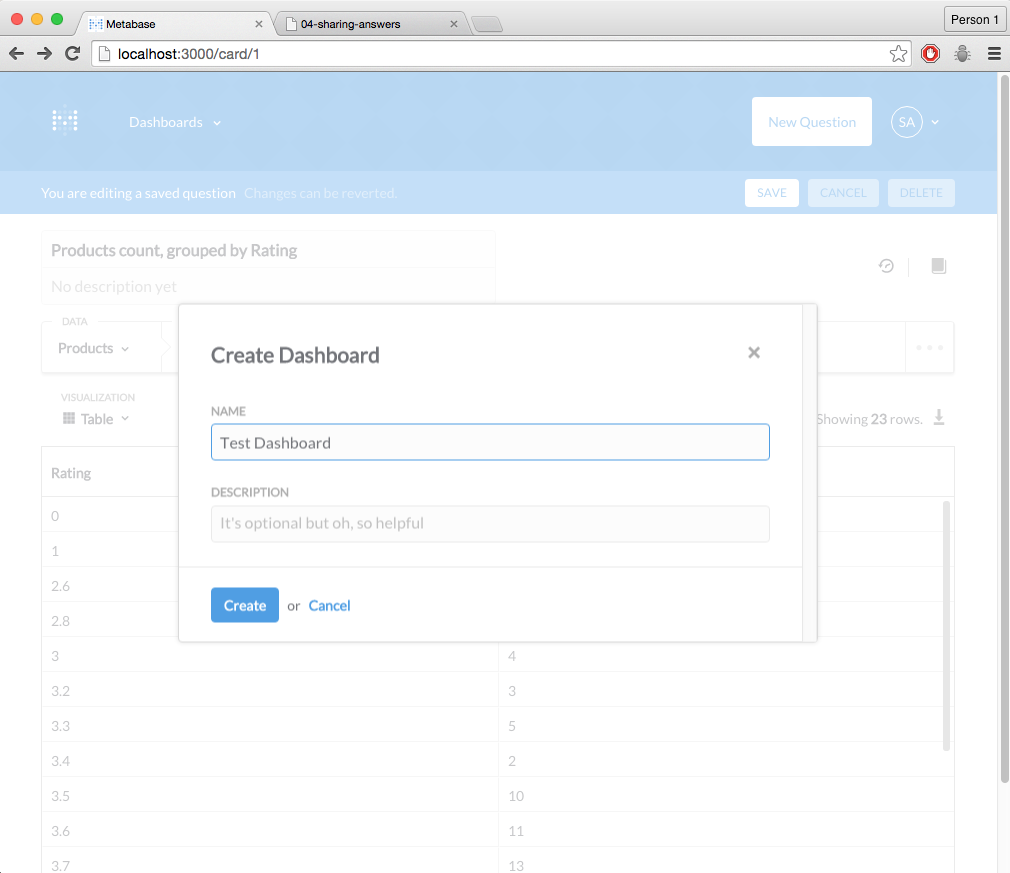 Create Dashboard