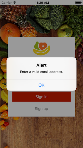 Validation alert on iOS