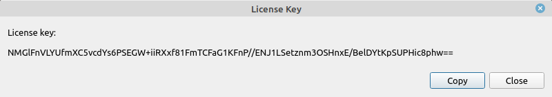 The License Key dialog.