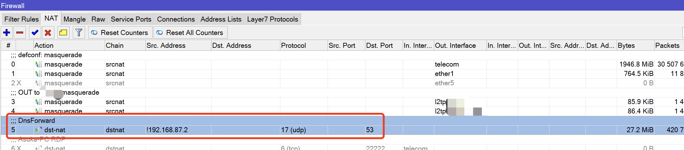 Firewall NAT Rule for DnsForward