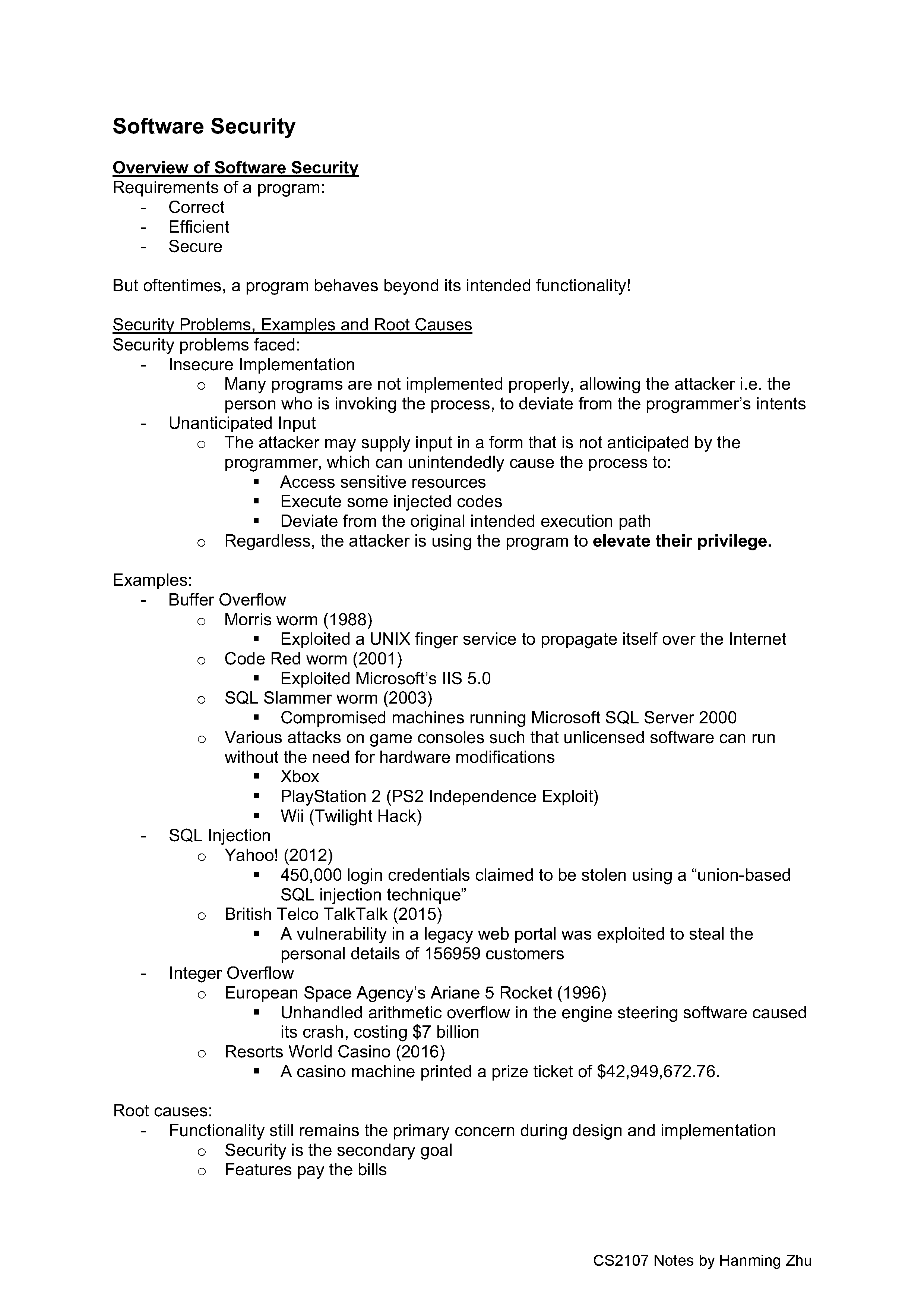 CS2107 Software Security Notes