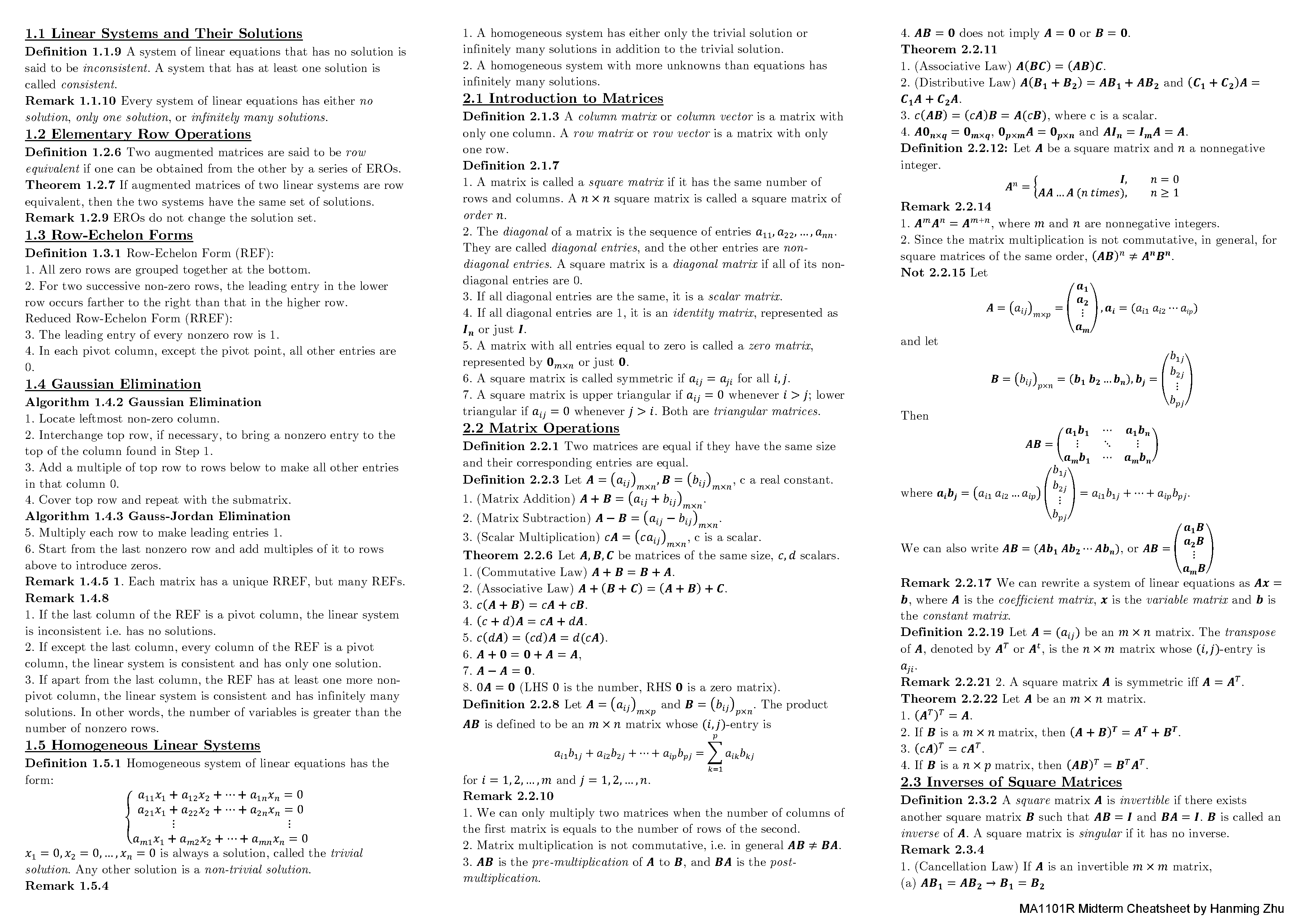 MA1101R Midterms Cheatsheet