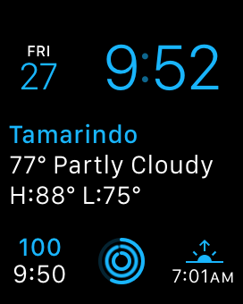 Screenshot of glucose complication on Apple Watch