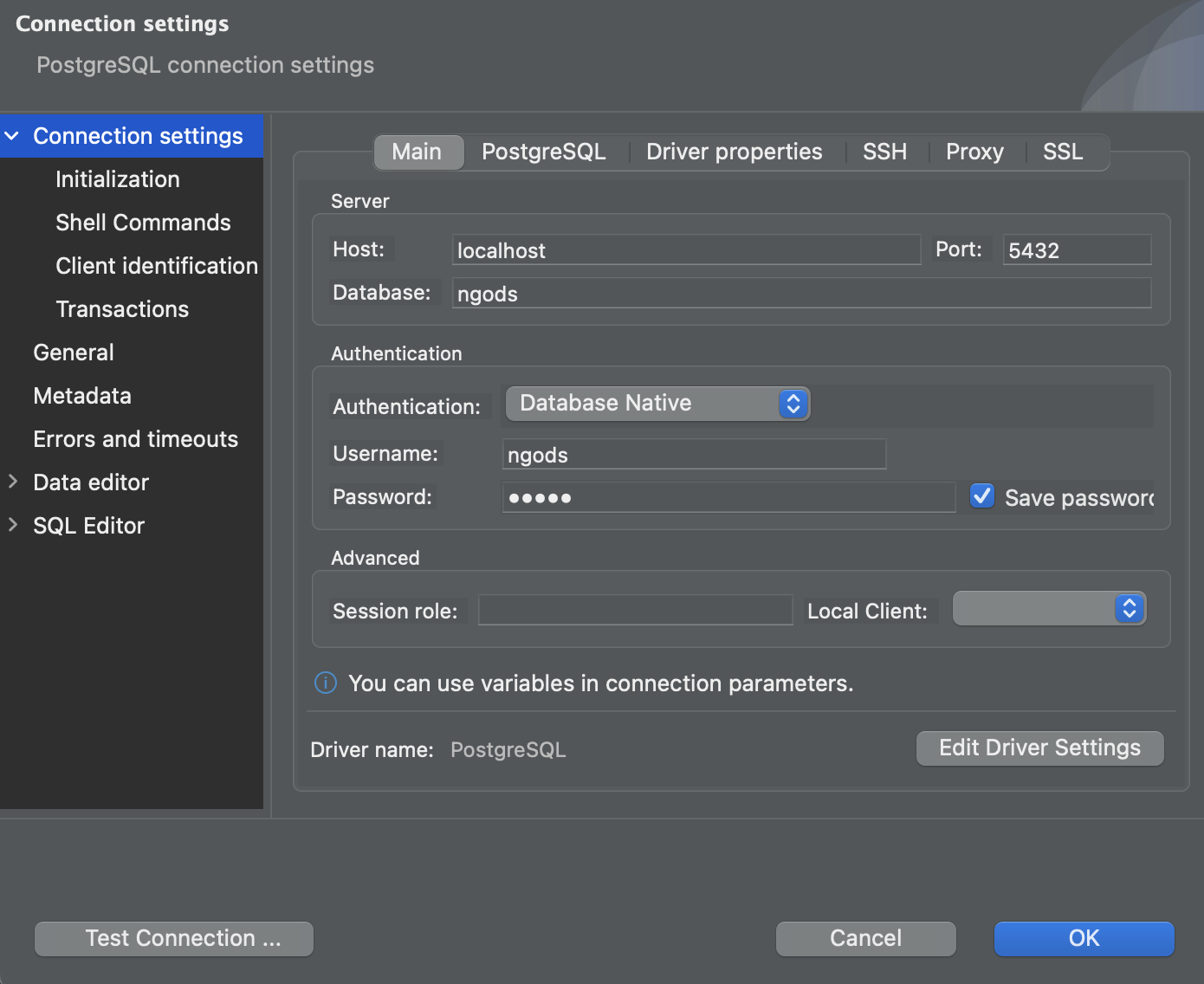 Postgres JDBC connection